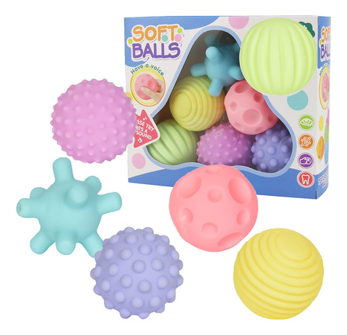 Soft Balls 6 Pelotas Sensoriales Texturizadas Para Bebes