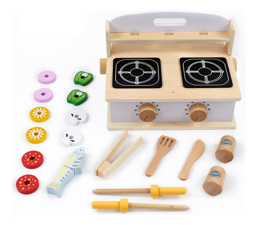 Mini Juguete De Cocina Y Parrilla Portátil Plegable De Mader