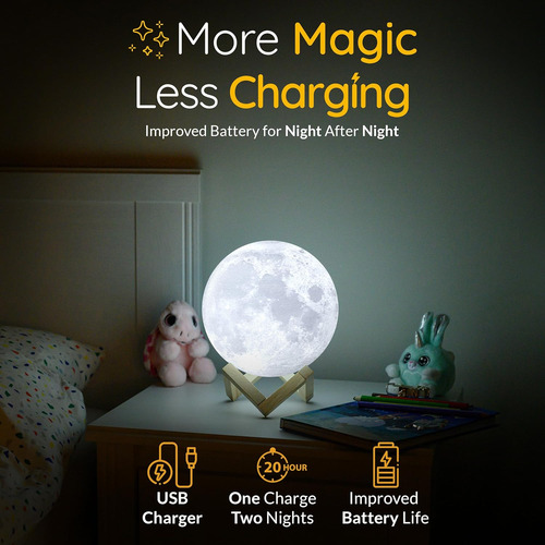 Lámpara De Luna 3d Luz Nocturna Dormitorio De Niños, ...