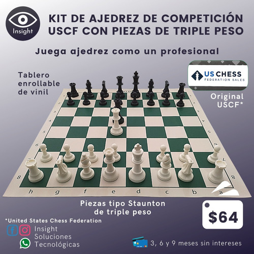 Juego De Ajedrez Profesional Uscf Con Fichas De Triple Peso