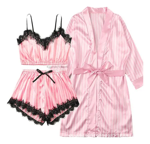 Conjunto De Pijama Para Ropa De Hogar Casual De Encaje De Se