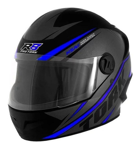 Capacete Para Moto Integral Pro Tork R8 Preto E Azul-escuro Tamanho 58