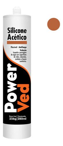 Silicone Acético Vedação Construção Power Ved 280 Ml Bronze