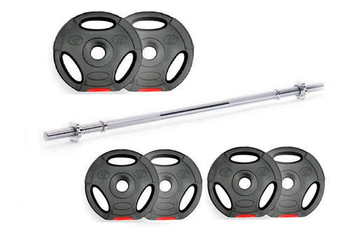 Set Barra Maciza 1.50 Mt + 7.5 Kg Discos Rellenos