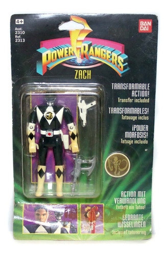 Power Rangers Preto Vira Cabeça Boneco Bandai 1994 Zack