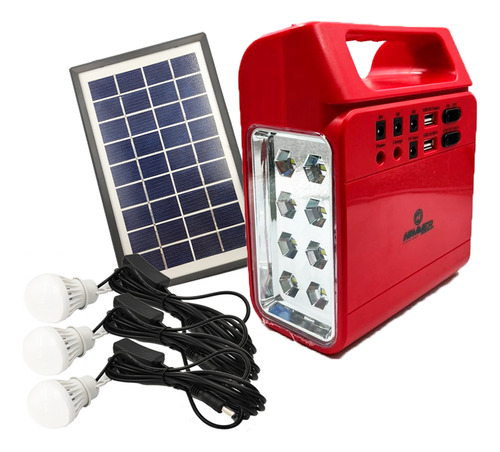 Estación Solar Hammer 5w 8 Led 3 Bulbos Led 2 Usb Mp3 Radio