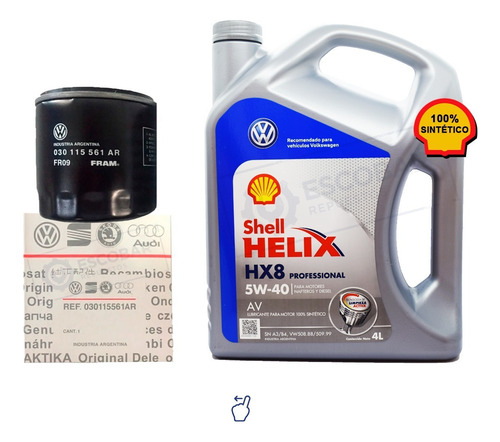 Imagen 2 de 8 de Kit Filtro Aceite Vw Voyage + Aceite Shell Helix 5w40 4 Lts