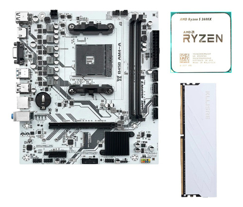 Kit Tarjeta Madre B450 Cpu Amd Ryzen 5 2600x Ram 16gb Ddr4 2600x (Reacondicionado)