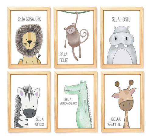 Quadros Decorativos Infantil Safari Animais Floresta