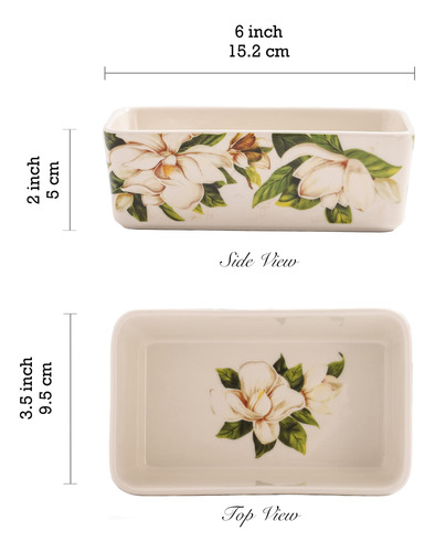 Bico Magnolia Juego 2 Cazuela Ceramica Floral Sarten Para
