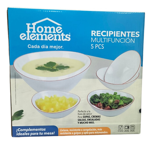 Recipientes Multifuncion 5 Pcs  Soperas O Ensaladeras 