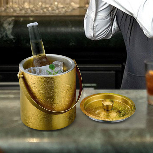 Cubo De Hielo Con Asa, Cubo De Hielo Con Placa Dorada, 1.6l