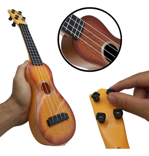 Art Brink brinquedo violao ukulele infantil acustico de Nylon marrom cor marrom-escuro