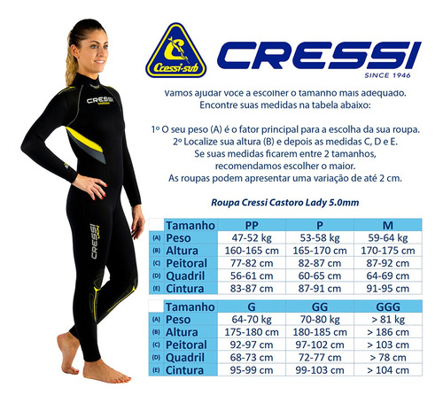 Roupa De Neoprene Para Mergulho Cressi Castoro Lady 5.0