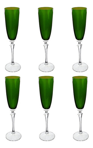 Conjunto Taças Champanhe Cristal Ecologico 200ml 6pç Verde