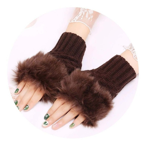 Imagen 2 de 6 de 12 Guantes De Mujer Peludos Cálidos Para Invierno