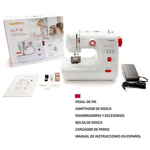 Imagen 11 de 12 de Máquina de coser recta Femmto HLT16 portable blanca 220V