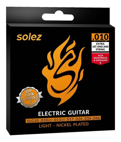 Encordoamento Para Guitarra Solez 010 Slg10 Mi E Si Extra