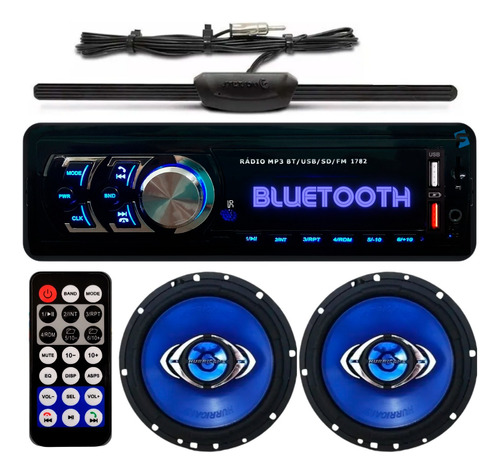 Radio Automotivo Mp3 Bluetooth + Falante 6p + Antena Stetsom