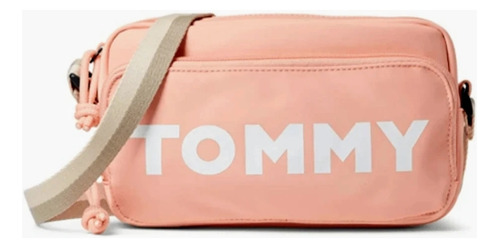 Tommy Hilfiger Crossbody Com Logo Da Marca Acambamento dos ferragens Preto Cor Coral-claro Cor da correia de ombro Off white Desenho do tecido Liso