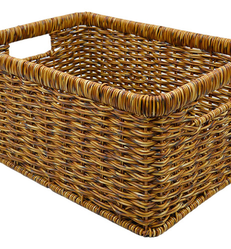 Cesta De Almacenamiento De Ratán Cesta De Oscuro 34x24x14cm