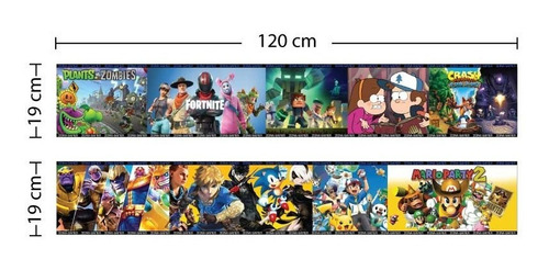 Imagen 2 de 4 de Cenefa Gamer Vinilos Decorativos 6 Metros