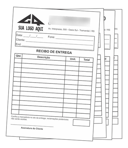 40 Blocos Recibo De Entrega Personalizado 15x21 - 2.000 Fls