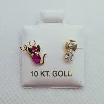 Aretes para Mujer o Niñas en Oro Real 14K Con Piedras De Circonita Rojo Y  Rosa.