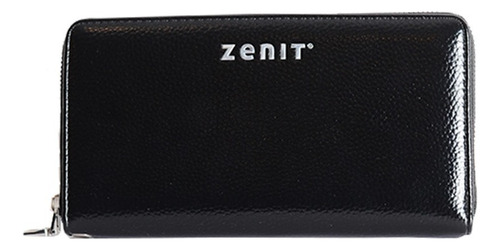 Billetera Dama Mujer Con Cierre Metalizada - Zenit Color Negro