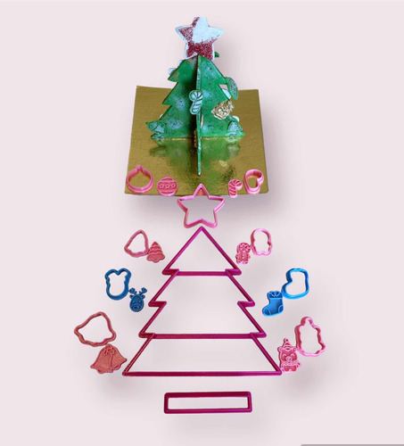 Set Cortante Árbol Navidad 15cm Y Adornos 2,5cm Cookiekutter