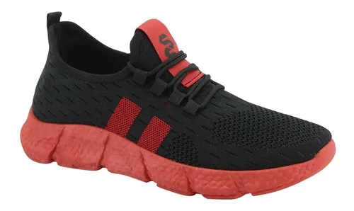 pollo septiembre Anunciante Tenis Sneakers Negro / Rojo Cklass 603-34