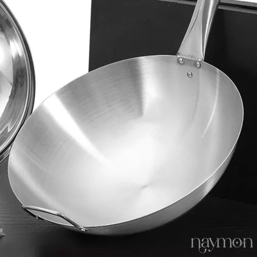 Sarten Wok Antiadherente Acero Inoxidable Induccion 30cm