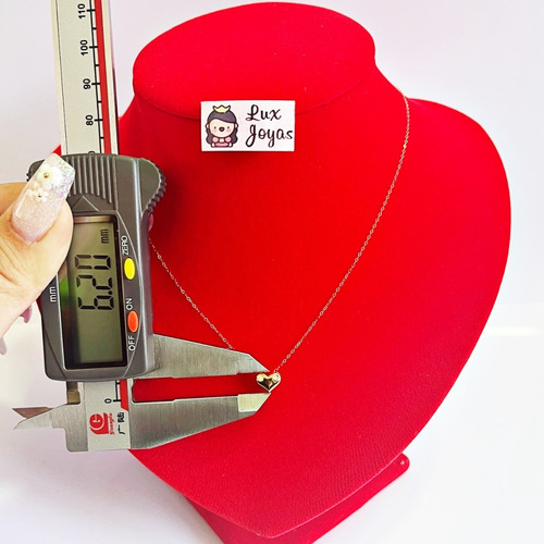 Imagen 5 de 7 de Cadena De Eslabones 18k Colgante Corazón Con Diamante 1p