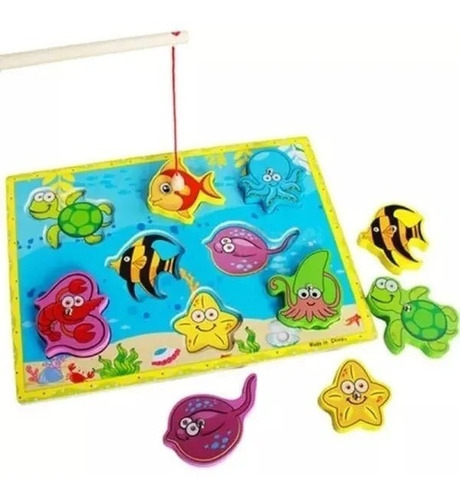 Juego Pesca Infantil Madera Magnético Rompecabeza Didáctico