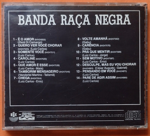 Cd Banda Raça Negra 1991 É O Amor (Usado)