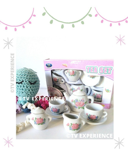 Imagen 2 de 9 de Juego De Té Porcelana Infantil Niñas Jueguito Set Té Juguete