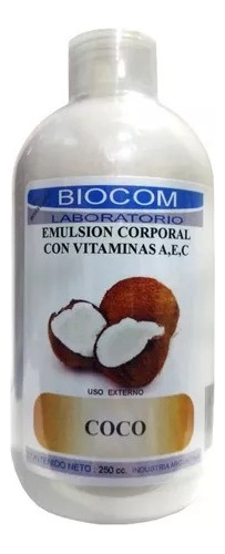  Emulsión Corporal Coco C/ Vitaminas A, E, C 250 G. Biocom