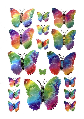 16 Mariposas Decorativas Pared Surtidas Multicolor Almalu