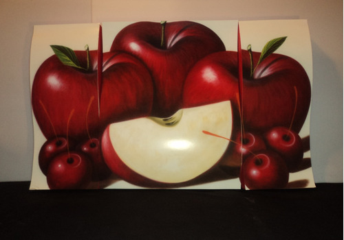 Cuadro Decorativo  Moderno Ondulado Manzanas Y Cerezas Rojas