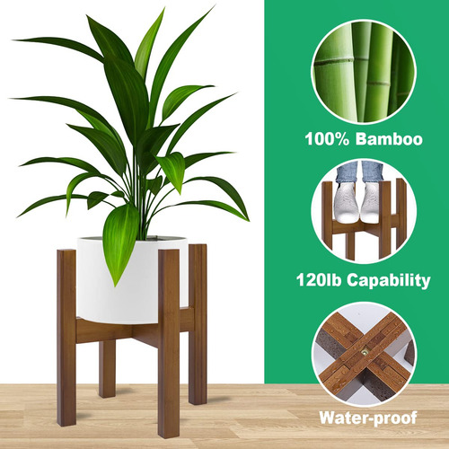 Soporte Ajustable De Bambú Para Plantas De Interior