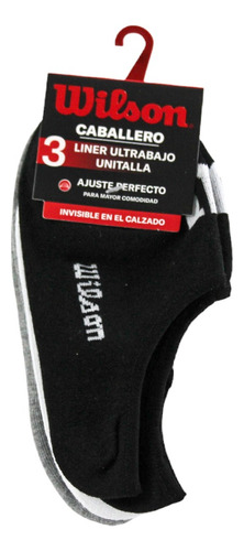 3 Pares Calcetin Protector Hombre Wilson B9816 Liner Colores Negro / Blanco / Gris Unitalla: 25 A 29