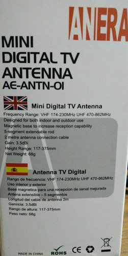Imagen 3 de 3 de Antena Magnetica Con Base Para Tv Digital