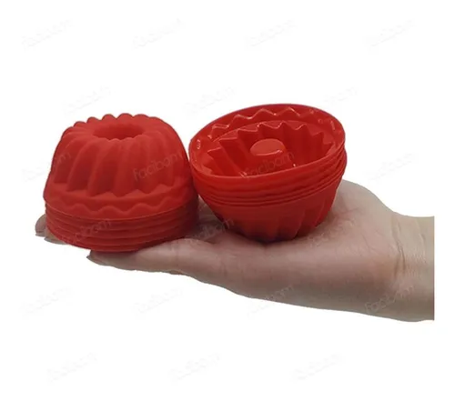 Kit 12 X Forma Redonda Mini Para Pudim Bolo Torta Cupcake Muffins Forminhas Em Silicone P/ Forno Elétrico Gás Microondas