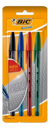 Bolígrafos Bic Cristal Ultrafino 4 Colores Clásicos 0.7 Mm Multi Multi