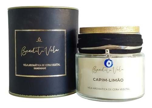 Vela Vegetal Aroma Capim Limão Vidro Og - Bendita Vela