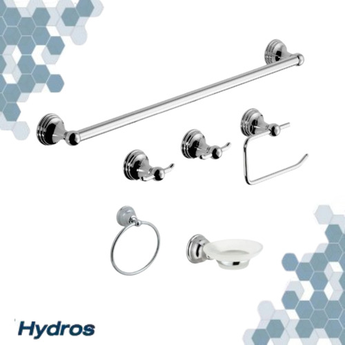 Set Accesorios Baño Kit 6 Piezas Cromado Hydros Kiss Plus