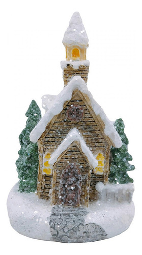 Casa De Nieve Iluminada Para Navidad, Multiusos, De Resina D