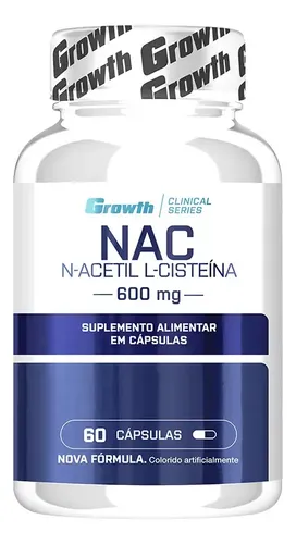 (nac) N-acetil L-cisteina 60 Cápsulas Growth Supplements Sem Sabor