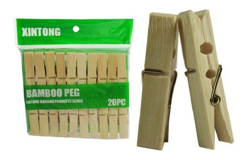 Pinzas Para Ropa Bambú 60 Piezas Ecológicas