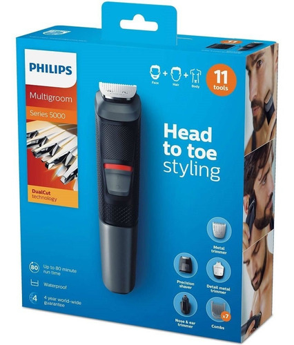 Imagen 3 de 5 de Cortabarba Multigroom Philips Mg5730 Recargable 11en1
